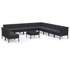 vidaXL Garden Lounge Set Patio Sectional Sofa Couch Outdoor Poly Rattan Black