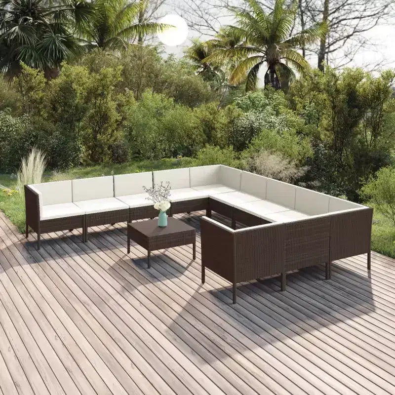 vidaXL Set Salotto da Giardino Divano Sezionale da Esterno in Polyrattan Marrone
