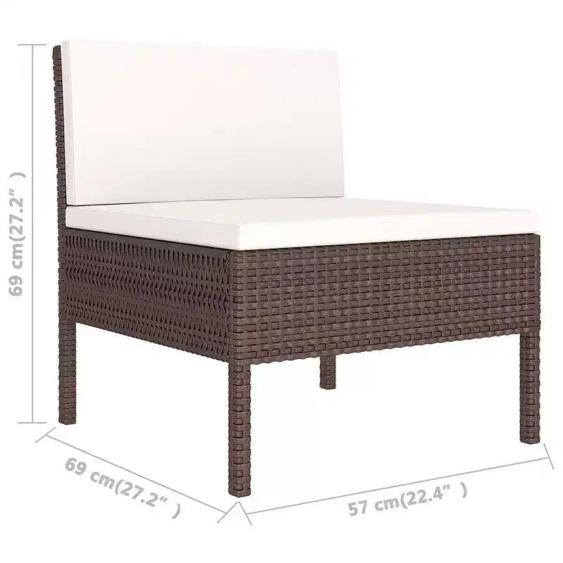 vidaXL Set Salotto da Giardino Divano Sezionale da Esterno in Polyrattan Marrone