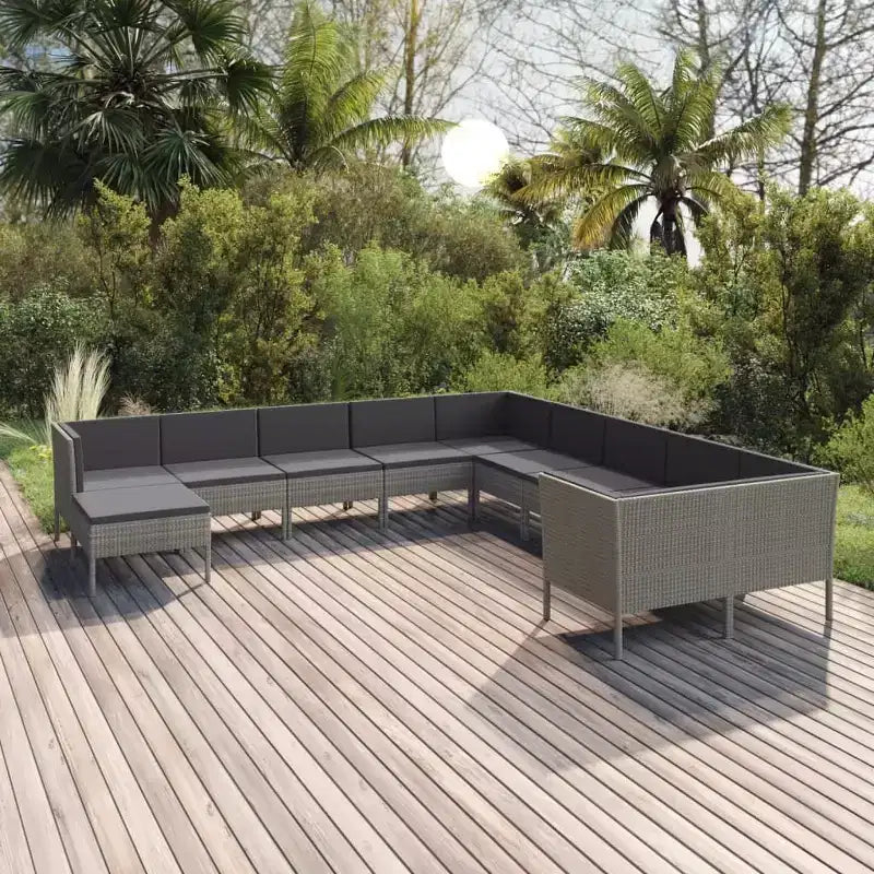vidaXL Set Lounge da Giardino Divano Sezionale da Esterno in Polyrattan Grigio