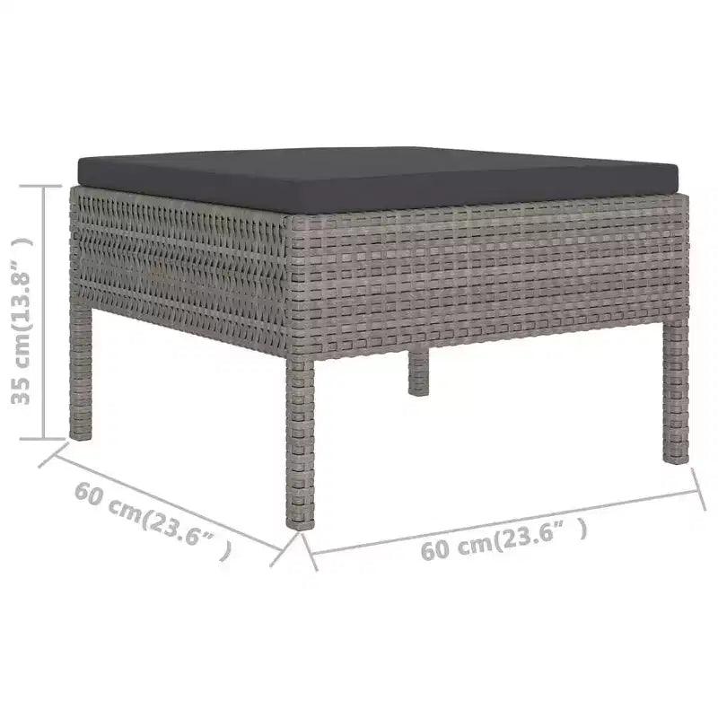 vidaXL Set Lounge da Giardino Divano Sezionale da Esterno in Polyrattan Grigio
