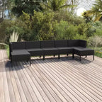 vidaXL Salotto da Giardino 7 Pezzi con Cuscini - Polyrattan, Nero - Resistente alle Intemperie, Mobili da Esterno con Cuscini Morbidi e Montaggio Facile