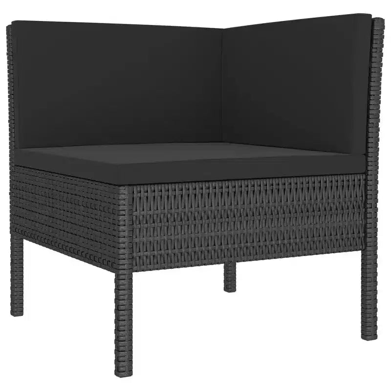 vidaXL Salotto da Giardino 7 Pezzi con Cuscini - Polyrattan, Nero - Resistente alle Intemperie, Mobili da Esterno con Cuscini Morbidi e Montaggio Facile