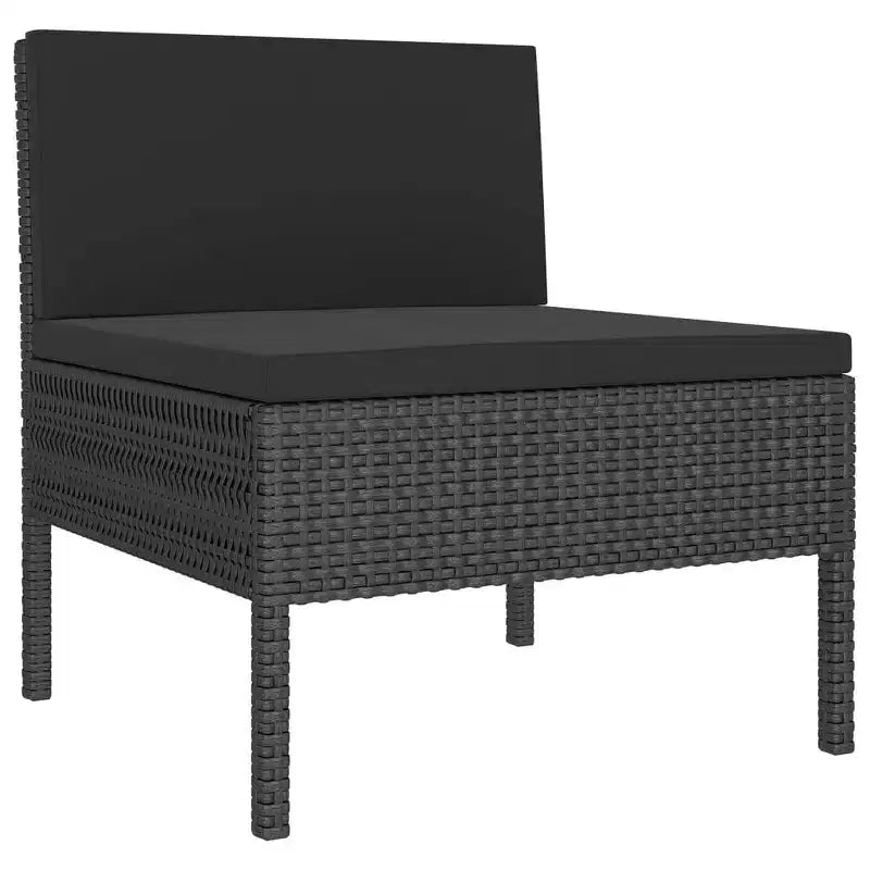 vidaXL Salotto da Giardino 7 Pezzi con Cuscini - Polyrattan, Nero - Resistente alle Intemperie, Mobili da Esterno con Cuscini Morbidi e Montaggio Facile