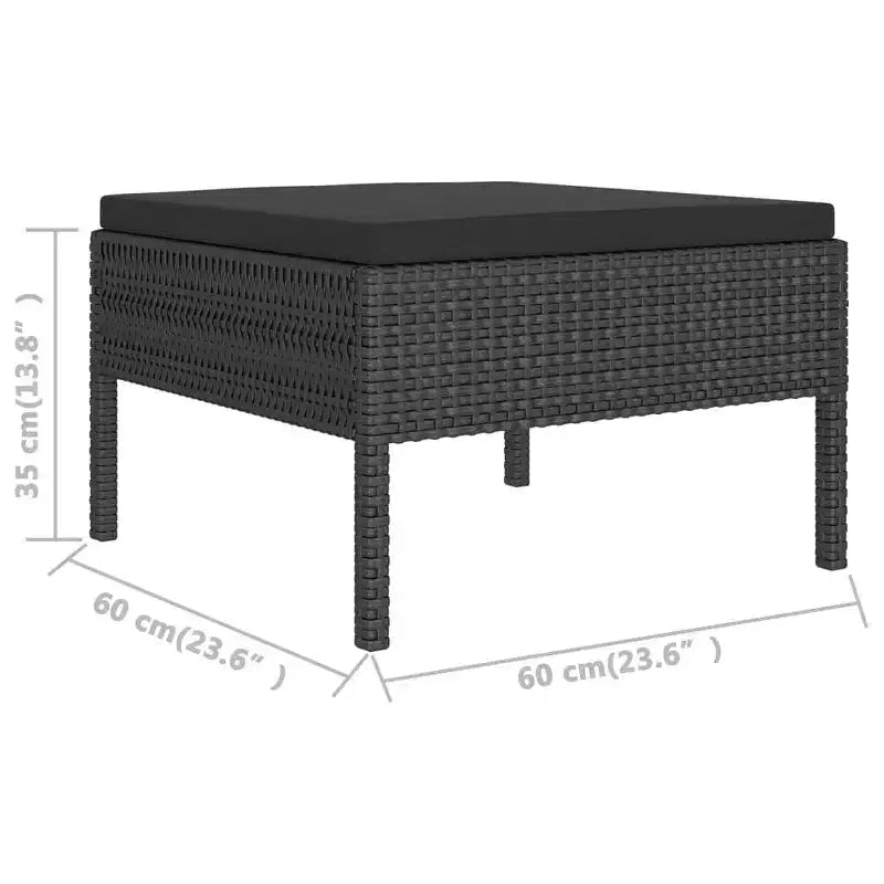 vidaXL Salotto da Giardino 7 Pezzi con Cuscini - Polyrattan, Nero - Resistente alle Intemperie, Mobili da Esterno con Cuscini Morbidi e Montaggio Facile