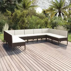 vidaXL Salon de jardin canapé d'angle table en poly rotin marron