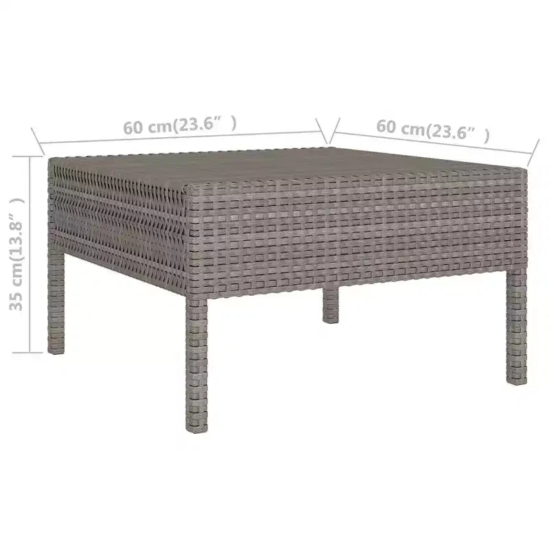 vidaXL Set Divani da Esterno Patio Angolare Tavolo Polyrattan Grigio