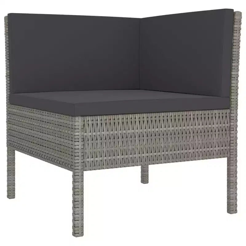 vidaXL Set Divani da Esterno Patio Angolare Tavolo Polyrattan Grigio