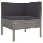 vidaXL Set Divani da Esterno Patio Angolare Tavolo Polyrattan Grigio