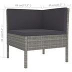 vidaXL Set Divani da Esterno Patio Angolare Tavolo Polyrattan Grigio