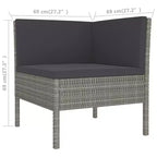 vidaXL Set Divani da Esterno Patio Angolare Tavolo Polyrattan Grigio