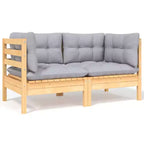 vidaXL Set Divani da Giardino 9 pz con Cuscini in Legno Massello di Pino - Marrone e Grigio