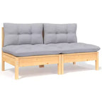 vidaXL Set Divani da Giardino 9 pz con Cuscini in Legno Massello di Pino - Marrone e Grigio
