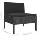 vidaXL Set lounge da esterno 10 pz. - Arredi da giardino in polyrattan con cuscini e tavolo - Resistente alle intemperie, facile da pulire, nero