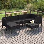 vidaXL Salon de jardin 7 pièces - Mobilier de jardin en résine tressée résistant aux intempéries avec coussins confortables et housses amovibles - Noir