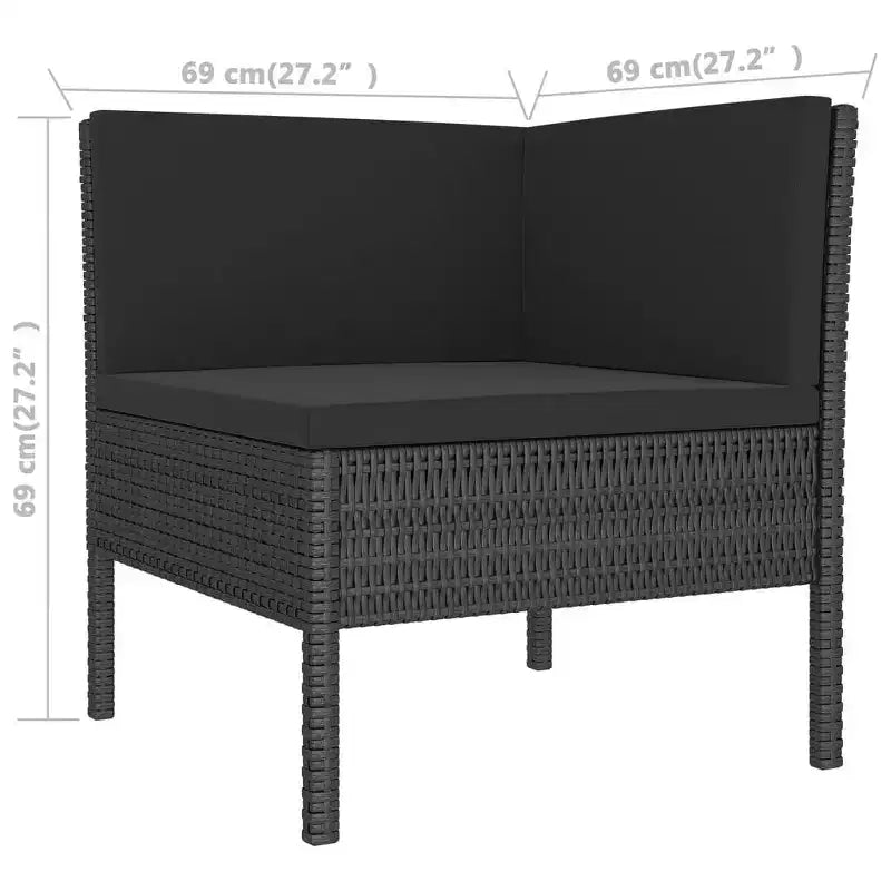 vidaXL Salon de jardin 7 pièces - Mobilier de jardin en résine tressée résistant aux intempéries avec coussins confortables et housses amovibles - Noir
