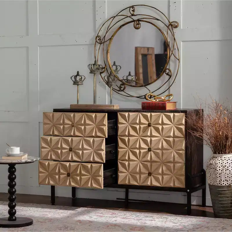 GDFStudio Brynn buffet de rangement à motif géométrique moderne du milieu du siècle