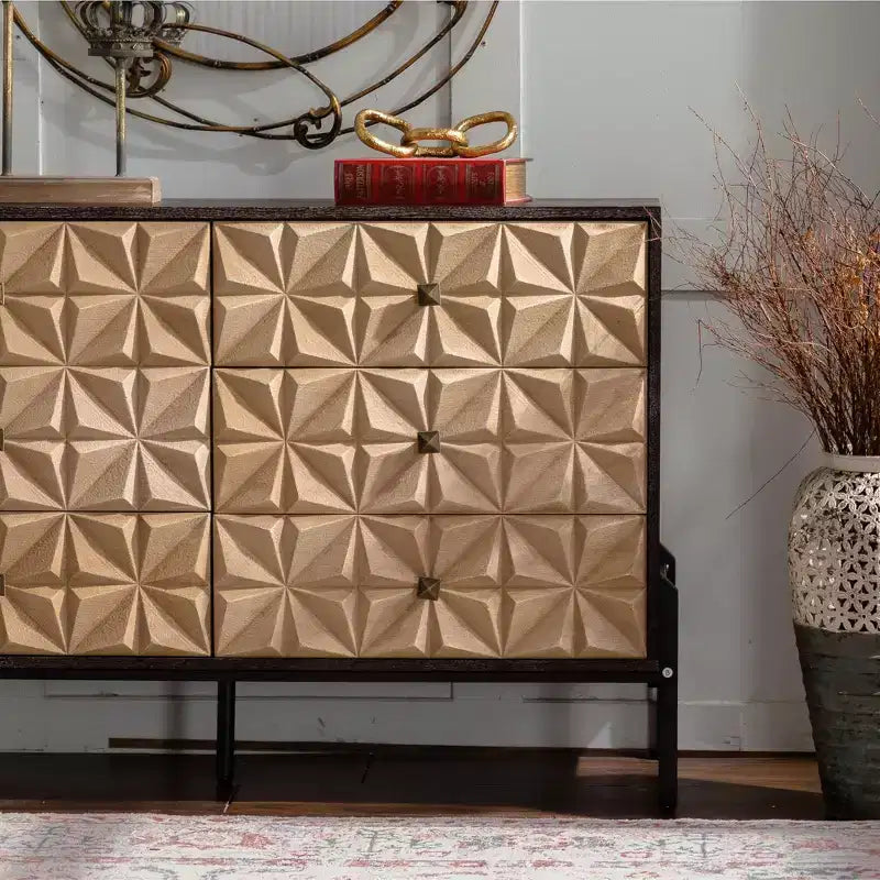 GDFStudio Brynn buffet de rangement à motif géométrique moderne du milieu du siècle