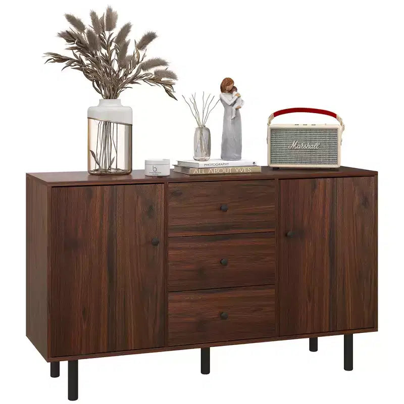 Retro Sideboard with 2 Cabinets 3 Drawers, Buffet Table