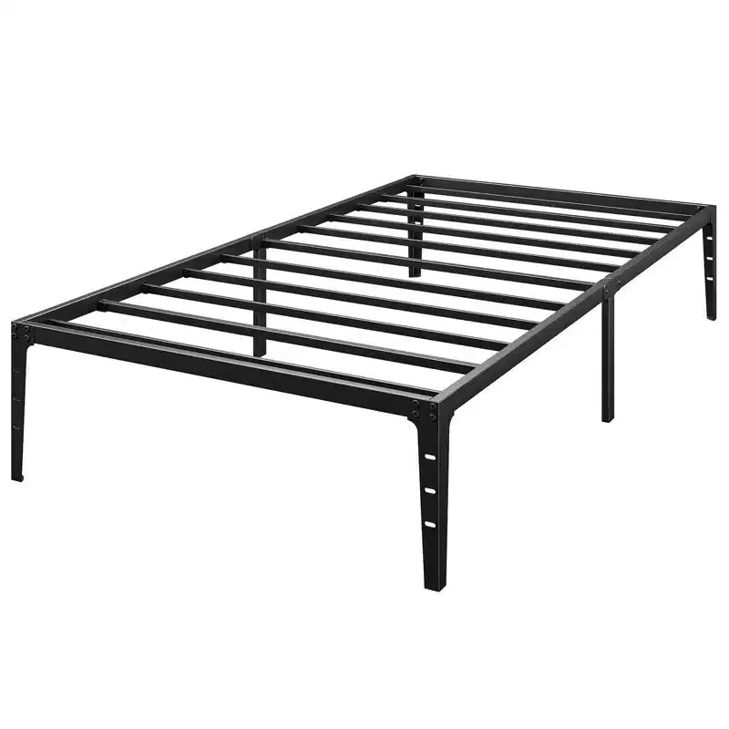 Struttura Letto Singolo Senza Testiera, Struttura Letto a Piattaforma in Metallo con 32 cm di Spazio Contenitore Sotto il Letto, Supporto a Doghe Metalliche, Nessuna Rete a Molle Necessaria