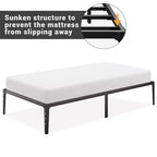 Struttura Letto Singolo Senza Testiera, Struttura Letto a Piattaforma in Metallo con 32 cm di Spazio Contenitore Sotto il Letto, Supporto a Doghe Metalliche, Nessuna Rete a Molle Necessaria