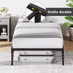 Struttura Letto Singolo Senza Testiera, Struttura Letto a Piattaforma in Metallo con 32 cm di Spazio Contenitore Sotto il Letto, Supporto a Doghe Metalliche, Nessuna Rete a Molle Necessaria