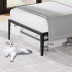 Struttura Letto Singolo Senza Testiera, Struttura Letto a Piattaforma in Metallo con 32 cm di Spazio Contenitore Sotto il Letto, Supporto a Doghe Metalliche, Nessuna Rete a Molle Necessaria