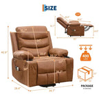 Poltrona reclinabile elevabile con massaggio e riscaldamento, poltrona reclinabile elettrica oversize, sedile home theater con 2 portabicchieri laterali, poltrona reclinabile singola a dondolo