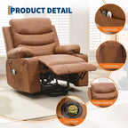 Poltrona reclinabile elevabile con massaggio e riscaldamento, poltrona reclinabile elettrica oversize, sedile home theater con 2 portabicchieri laterali, poltrona reclinabile singola a dondolo