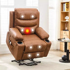 Poltrona reclinabile elevabile con massaggio e riscaldamento, poltrona reclinabile elettrica oversize, sedile home theater con 2 portabicchieri laterali, poltrona reclinabile singola a dondolo