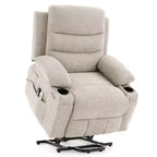 Poltrona reclinabile elevabile con massaggio e riscaldamento, poltrona reclinabile elettrica oversize, sedile home theater con 2 portabicchieri laterali, poltrona reclinabile singola a dondolo