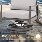HAPPATIO Ensemble de mobilier de jardin 4 pièces avec table basse, fauteuils pivotants et causeuse en aluminium, pour patio, terrasse ou bord de piscine