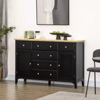 Credenza a Buffet con Cassetti, Piano in Legno di Gomma e Ripiani Regolabili, Mobile da Cucina, Mobile Bar per Caffè