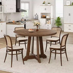 Tavolo da pranzo rotondo da 47" per 4 persone, tavolo da cucina con piedistallo in legno con base robusta e piano in 4 sezioni, tavolo da pranzo in stile rustico per sala da pranzo