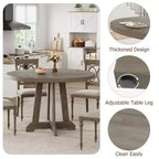 Tavolo da pranzo rotondo da 47" per 4 persone, tavolo da cucina con piedistallo in legno con base robusta e piano in 4 sezioni, tavolo da pranzo in stile rustico per sala da pranzo