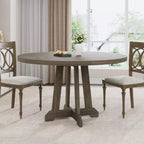 Tavolo da pranzo rotondo da 47" per 4 persone, tavolo da cucina con piedistallo in legno con base robusta e piano in 4 sezioni, tavolo da pranzo in stile rustico per sala da pranzo