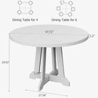Tavolo da pranzo rotondo da 47" per 4 persone, tavolo da cucina con piedistallo in legno con base robusta e piano in 4 sezioni, tavolo da pranzo in stile rustico per sala da pranzo