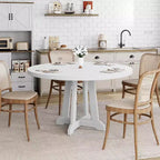 Tavolo da pranzo rotondo da 47" per 4 persone, tavolo da cucina con piedistallo in legno con base robusta e piano in 4 sezioni, tavolo da pranzo in stile rustico per sala da pranzo