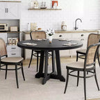 Tavolo da pranzo rotondo da 47" per 4 persone, tavolo da cucina con piedistallo in legno con base robusta e piano in 4 sezioni, tavolo da pranzo in stile rustico per sala da pranzo