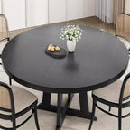 Tavolo da pranzo rotondo da 47" per 4 persone, tavolo da cucina con piedistallo in legno con base robusta e piano in 4 sezioni, tavolo da pranzo in stile rustico per sala da pranzo