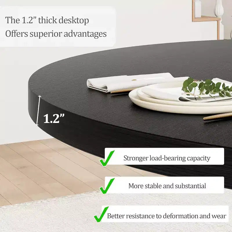 Tavolo da pranzo rotondo da 47" per 4 persone, tavolo da cucina con piedistallo in legno con base robusta e piano in 4 sezioni, tavolo da pranzo in stile rustico per sala da pranzo