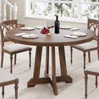 Tavolo da pranzo rotondo da 47" per 4 persone, tavolo da cucina con piedistallo in legno con base robusta e piano in 4 sezioni, tavolo da pranzo in stile rustico per sala da pranzo