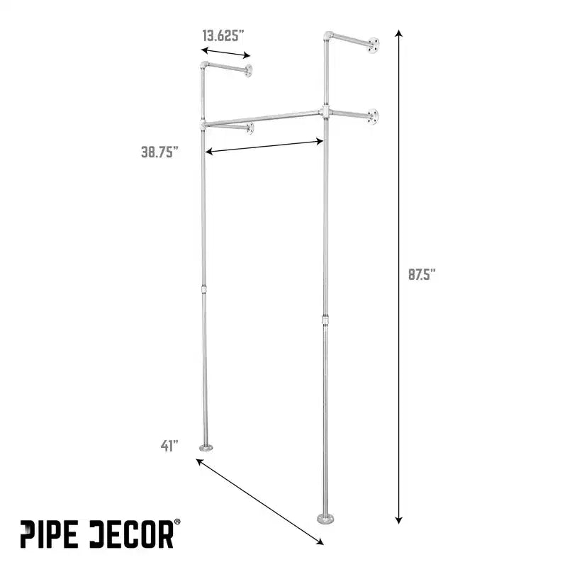 Pipe Decor Scaffale appendiabiti da parete zincato, 41 pollici, singolo