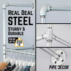 Pipe Decor Scaffale appendiabiti da parete zincato, 41 pollici, singolo