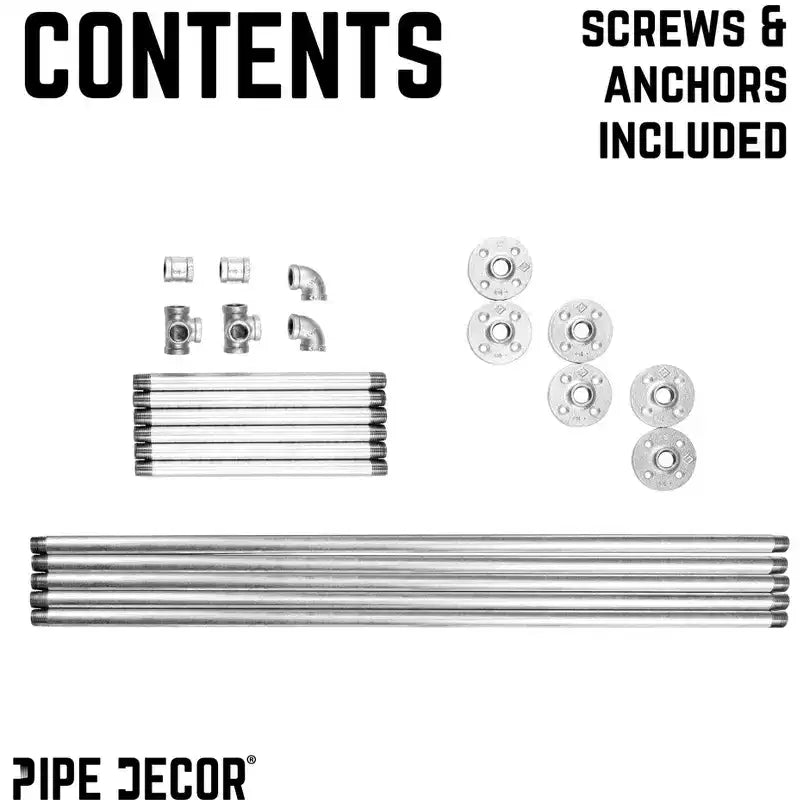 Pipe Decor Scaffale appendiabiti da parete zincato, 41 pollici, singolo