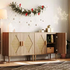 COZONY Buffet en rotin avec rangement, Armoire de rangement de cuisine moderne avec portes en rotin pour salon, salle à manger, entrée