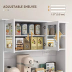Mobiletto da cucina con stazione di ricarica, 2 armadietti a ribalta, supporto per microonde, mobiletto indipendente per dispensa