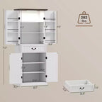 Dispensa da cucina con 71 LED, mobiletto da dispensa in stile rustico con mensole e ante