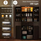 Dispensa da cucina con 71 LED, mobiletto da dispensa in stile rustico con mensole e ante