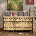 Famapy 9-Drawer Chest,Dresser with Hollow Relief,Multi-Use Sideboard Buffet Table,Kitchen Pantry Cabinet,Bedroom/Dining/Living Room Art Piece